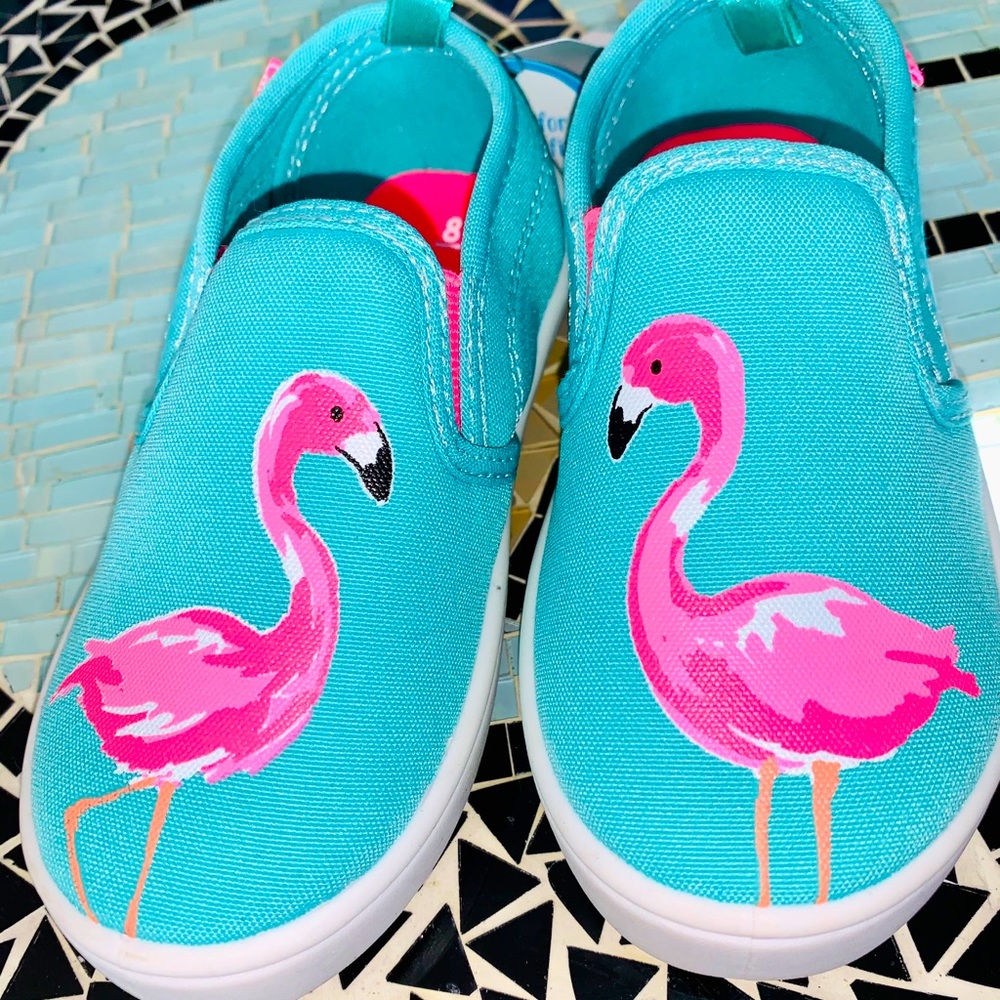 nwt! carters flamingo slip on sneakers